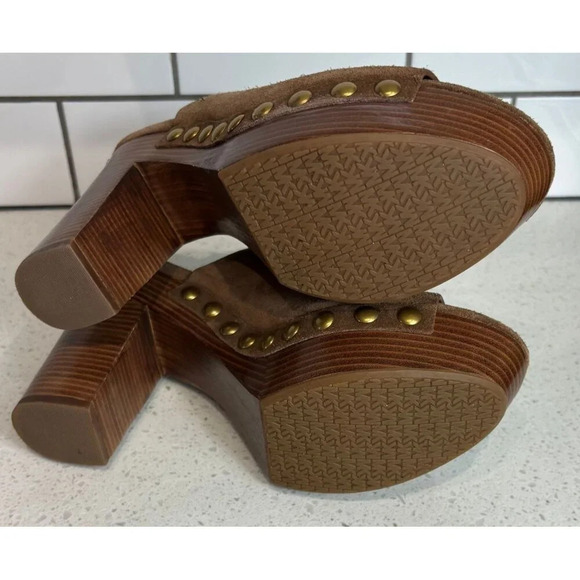 Michael Kors Womens Suede Westley Open-Toe Mule Block Heels Sandals Brown Sz 8 - Picture 7 of 9